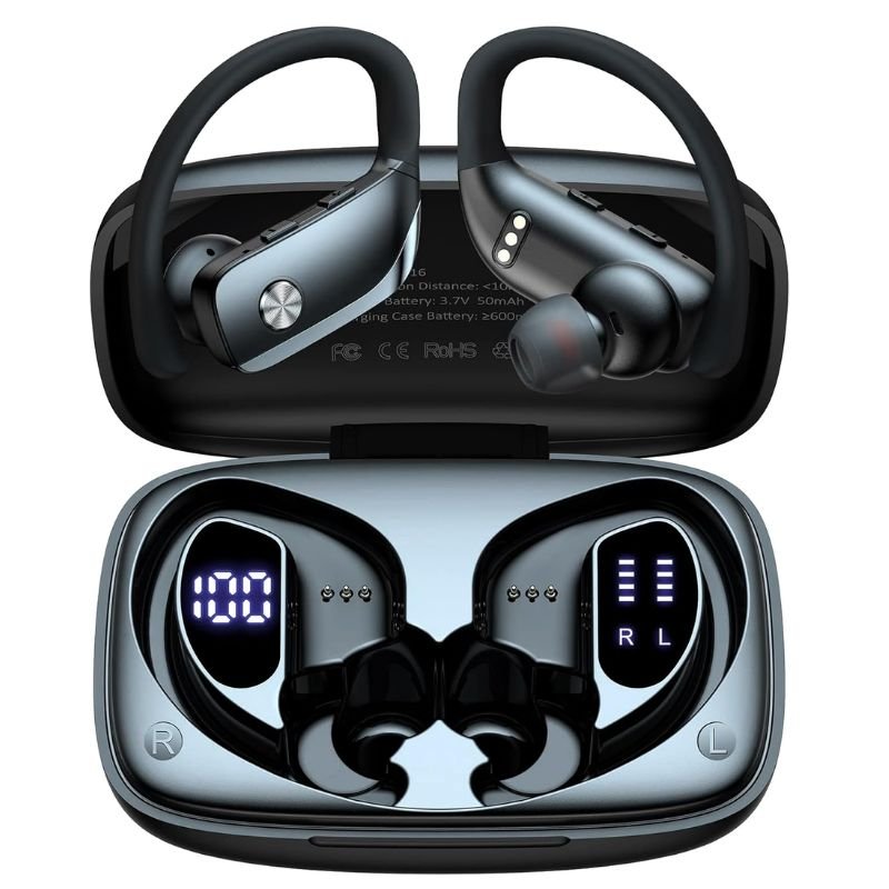 Fone bluetooth a prova d'agua 96 Horas para Reprodução Esportiva com Display de Led